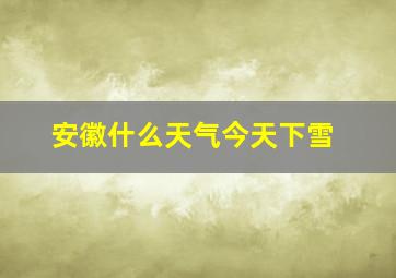 安徽什么天气今天下雪