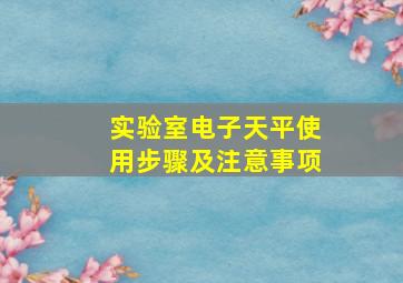 实验室电子天平使用步骤及注意事项