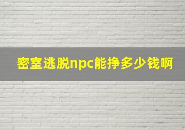 密室逃脱npc能挣多少钱啊