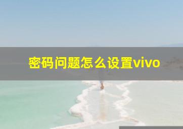 密码问题怎么设置vivo