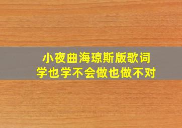 小夜曲海琼斯版歌词学也学不会做也做不对