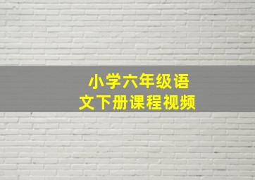 小学六年级语文下册课程视频