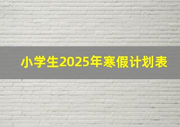 小学生2025年寒假计划表