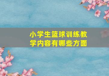 小学生篮球训练教学内容有哪些方面