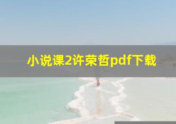 小说课2许荣哲pdf下载