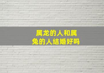 属龙的人和属兔的人结婚好吗