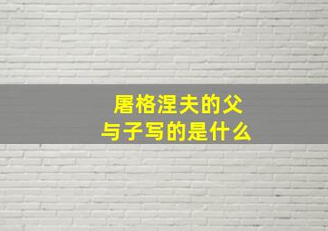 屠格涅夫的父与子写的是什么