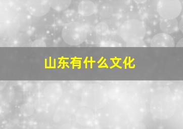 山东有什么文化