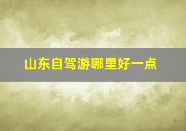 山东自驾游哪里好一点