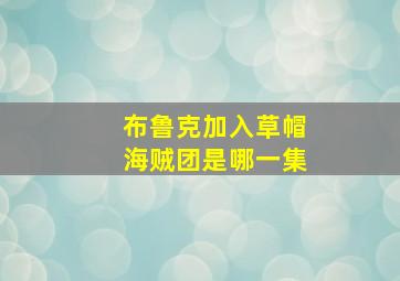 布鲁克加入草帽海贼团是哪一集