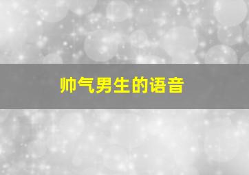 帅气男生的语音