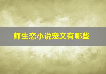 师生恋小说宠文有哪些