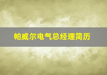 帕威尔电气总经理简历