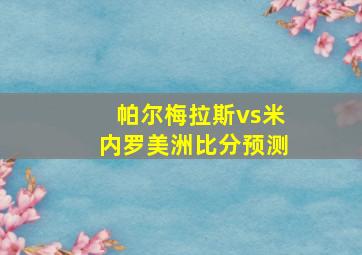 帕尔梅拉斯vs米内罗美洲比分预测