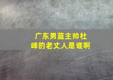 广东男蓝主帅杜峰的老丈人是谁啊