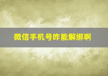 微信手机号咋能解绑啊