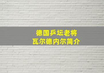 德国乒坛老将瓦尔德内尔简介