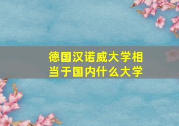 德国汉诺威大学相当于国内什么大学