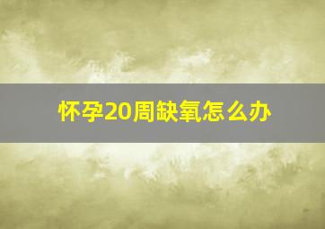 怀孕20周缺氧怎么办