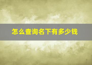 怎么查询名下有多少钱