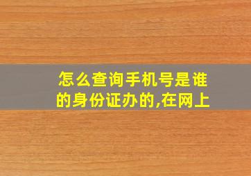 怎么查询手机号是谁的身份证办的,在网上