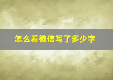 怎么看微信写了多少字