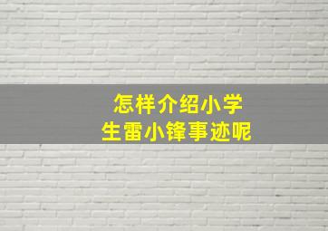 怎样介绍小学生雷小锋事迹呢