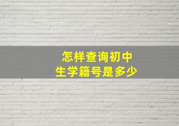 怎样查询初中生学籍号是多少