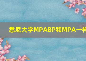 悉尼大学MPABP和MPA一样吗