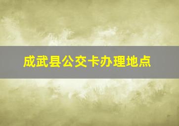 成武县公交卡办理地点