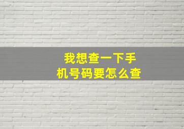 我想查一下手机号码要怎么查