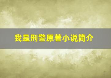 我是刑警原著小说简介