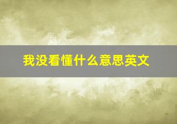 我没看懂什么意思英文