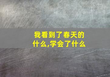 我看到了春天的什么,学会了什么