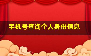 手机号查询个人身份信息