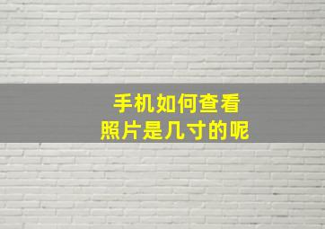 手机如何查看照片是几寸的呢