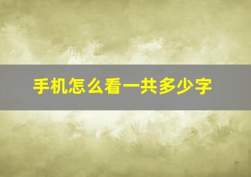 手机怎么看一共多少字