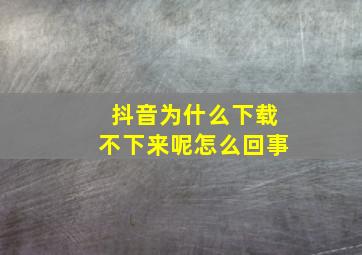 抖音为什么下载不下来呢怎么回事