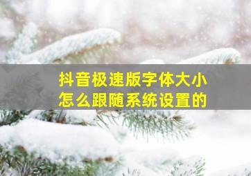 抖音极速版字体大小怎么跟随系统设置的