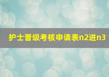 护士晋级考核申请表n2进n3