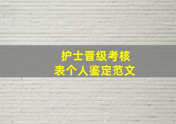 护士晋级考核表个人鉴定范文