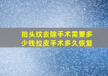 抬头纹去除手术需要多少钱拉皮手术多久恢复