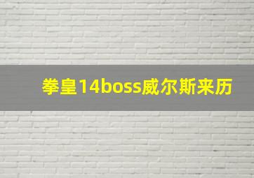 拳皇14boss威尔斯来历