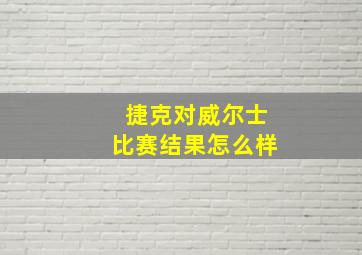 捷克对威尔士比赛结果怎么样