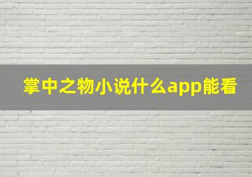 掌中之物小说什么app能看