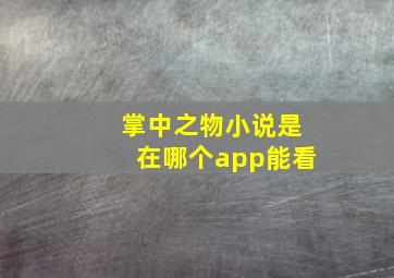 掌中之物小说是在哪个app能看