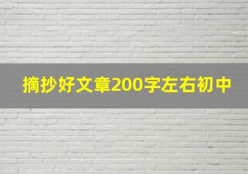 摘抄好文章200字左右初中