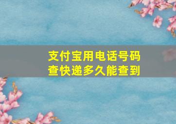 支付宝用电话号码查快递多久能查到