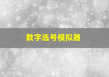 数字选号模拟器