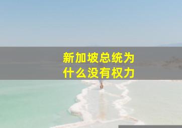 新加坡总统为什么没有权力